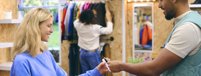 paying for goods at a store