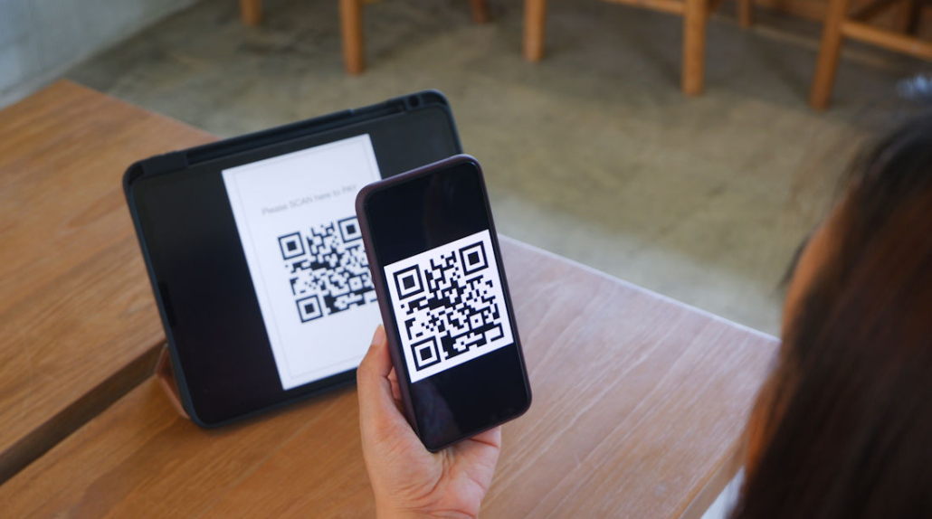 scanning QR code on a tablet